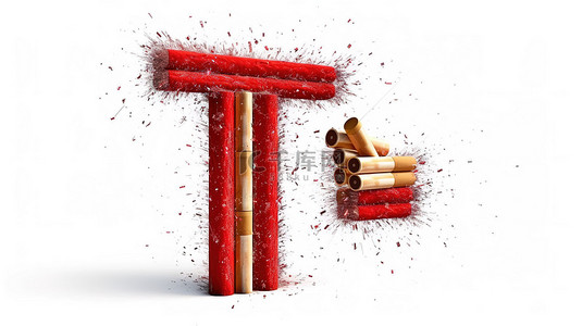 炸弹红色背景图片_3d 白色背景上的爆炸性字母 T 形炸药棒