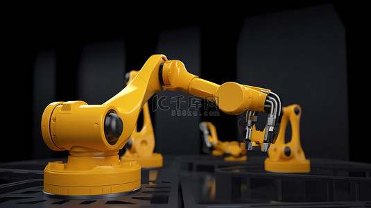 工厂机器人背景图片_工厂 3d 渲染机器人手臂手