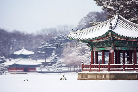 雪中​​冬天西光庄的宝塔