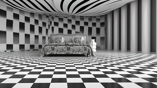 马桶棉垫背景图片_室内设计元素格子地毯，3D 渲染中带有条纹纹理