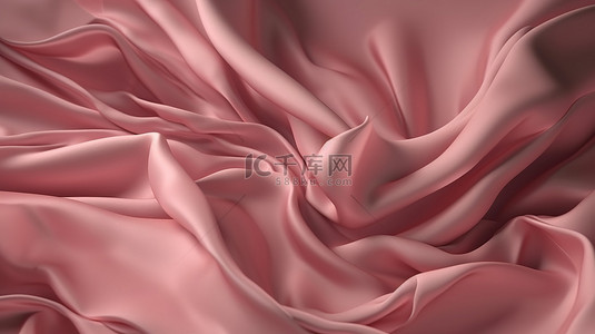 质地柔软的粉色金属布材料的抽象飞行织物 3D 渲染