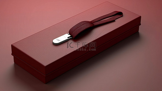 ppt晚宴背景图片_带品牌包装的栗色皮革钥匙扣的 3D 渲染
