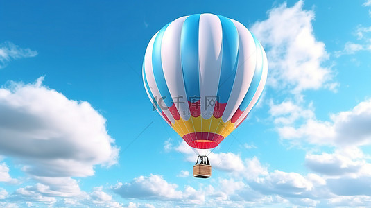 在天空中旅行 3d 渲染气球在蓝天上翱翔