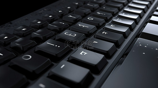 商业金融技术背景图片_黑色 3D 渲染键盘上突出显示的版权键非常适合商业和技术概念