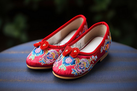 中国儿童背景图片_中国传统儿童红鞋