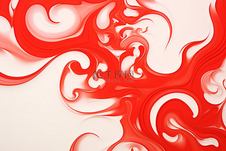 白色表面上的红色漩涡图案