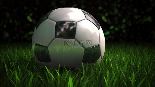 足球球卡通背景图片_足球 3d 呈现并放置在孤立的草地背景上