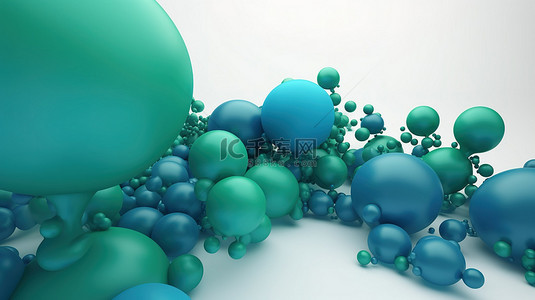 蓝色简约气泡背景图片_社交媒体消息概念 3d 白色背景与绿色和蓝色简约聊天气泡渲染插图