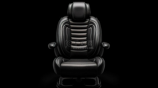 黑色汽车座椅背景图片_黑色皮革汽车座椅的 3D 渲染前视图