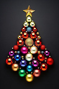 圣诞树图片背景图片_各种彩色圣诞球围成一圈圣诞树图片