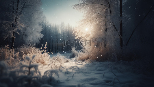 立冬雪花背景图片_雪松雪地树林冬季背景