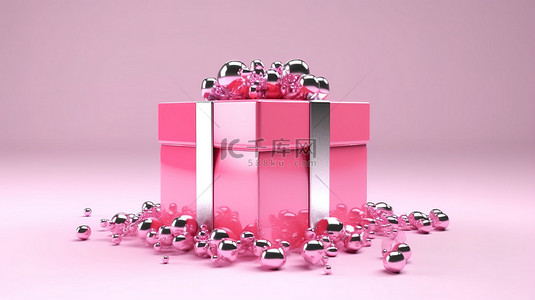 3d 渲染的粉红色礼品盒悬停在空气中