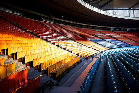 足球场看台背景图片_足球场的内部有一排排的座位