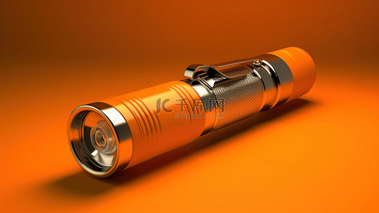 3d 渲染橙色背景与单色手电筒