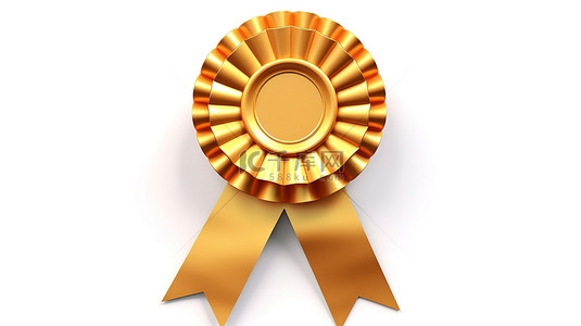 认证证书背景图片_白色背景上金奖丝带玫瑰花结的 3D 渲染