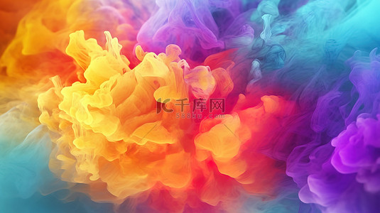 水彩星背景图片_3d 渲染彩虹色抽象星云背景