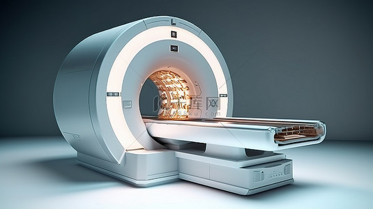 证件全身照女背景图片_用于全身扫描的医学诊断概念磁共振成像扫描仪的 3D 插图
