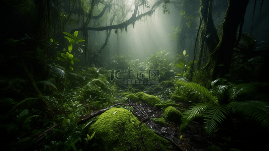 热带树林绿色枝叶自然生态景观