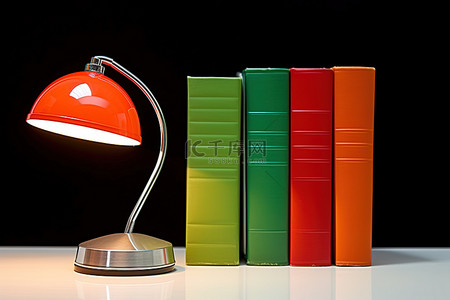 红色的灯背景图片_橙色和红色的灯旁边有两本书打开
