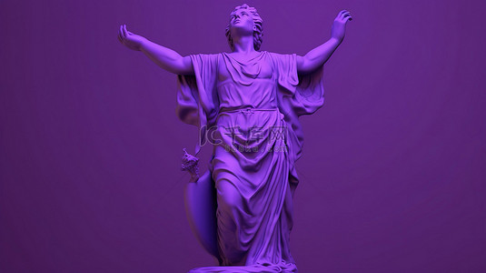 充满活力的紫罗兰色 3d 雕像从胸前尖叫