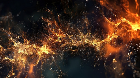 火光粒子背景图片_具有叠加背景的空气火焰火花的 3D 插图