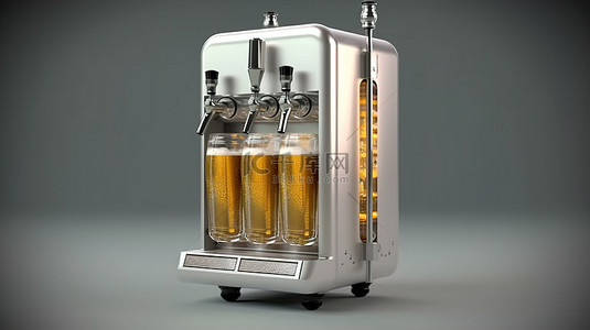 蓝带啤酒啤酒罐背景图片_啤酒分配系统的 3D 渲染
