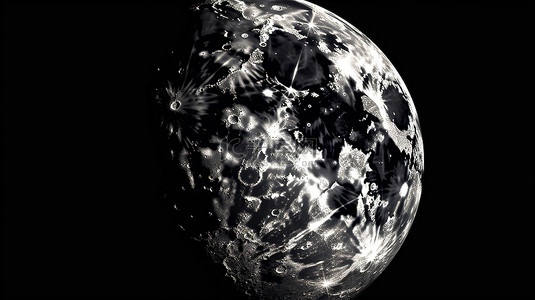 NASA 提供了在黑色背景下隔离的月球 3D 渲染