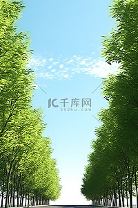 下载中背景图片_森林中的街道树路3D模型免费下载