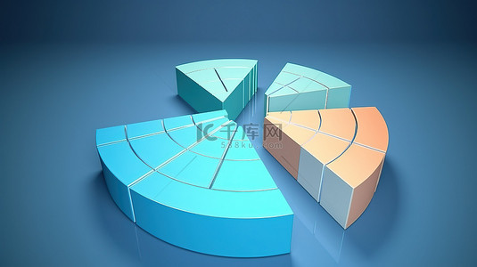 蓝色背景下业务统计的 3D 饼图可视化