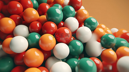 现代红背景图片_现代 3D 渲染抽象背景上的简约彩色球体