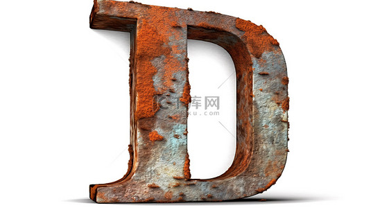 金属字体字体背景图片_白色背景上带有氧化纹理大写字母 j 的质朴 3D 字体