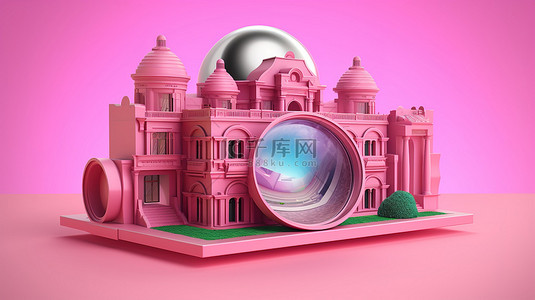 应用工具背景图片_粉红色背景浏览器应用程序搜索页面的 3D 设计