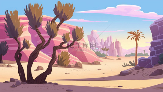 世界防治荒漠化日背景图片_紫色沙漠抗旱植物