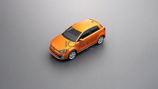橙色色调 3D 渲染城市汽车创意设计的空白空间