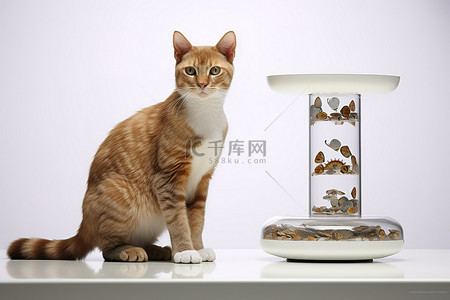 杂志蜂蜜阿尼背景图片_一只猫坐在某种秤上