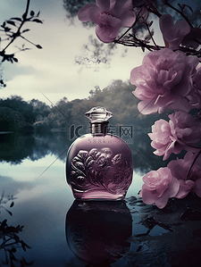 法国原装进口背景图片_花卉自然风景湖面女士香水摄影广告背景