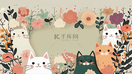 对话框卡通可爱背景图片_动物可爱植物花朵边框背景