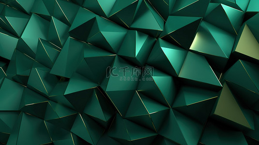 商业背景绿色背景图片_抽象背景 3D 插图中商业豪华绿色三角形的动态几何风格
