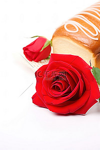 新鲜的甜面包和玫瑰