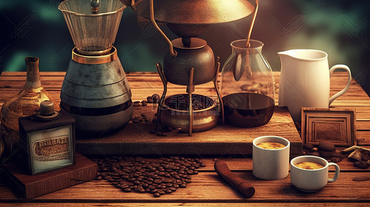 混合咖啡背景图片_3d 渲染形式的老式咖啡混合