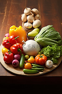 桌面上的新鲜农场蔬菜