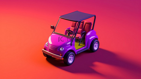 黑色高尔夫球车背景图片_为游客提供视觉震撼的 3D 等距高尔夫球车