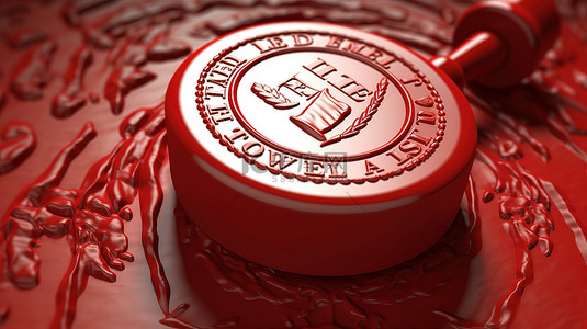 广西印章背景图片_白色背景上带有终生印章的红色蜡封的 3D 插图