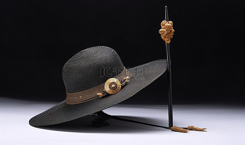 古董黑色羊毛帽木柄帽子 bwibjkn