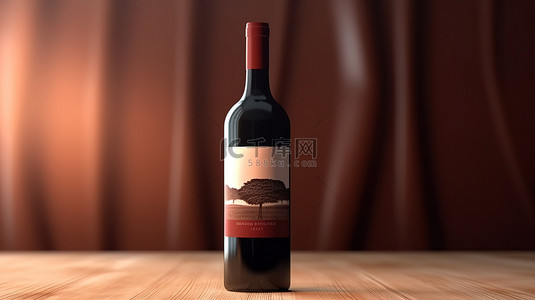 单独色背景图片_一个单独的红酒瓶的渲染 3D 插图