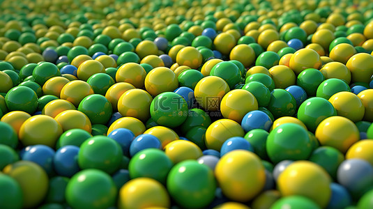 绿色球体中充满活力的柑橘色调 3D 插图
