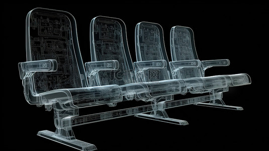 免费的4x4背景图片_3D 渲染中具有 X 射线效果的机场座位