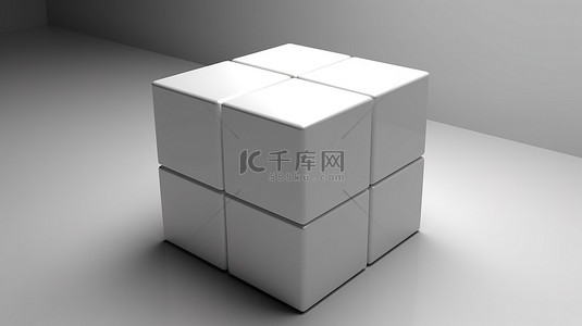 白色立方体背景图片_白色立方体物体的渲染 3D 图像