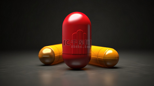 3d 渲染中的红色和黄色药丸