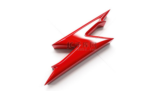 红色闪电符号背景图片_白色背景上的 3d 渲染红色雷电符号